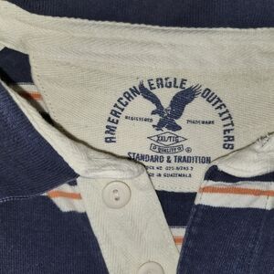 American Eagle Outfitters Blue and Cream Button-Up